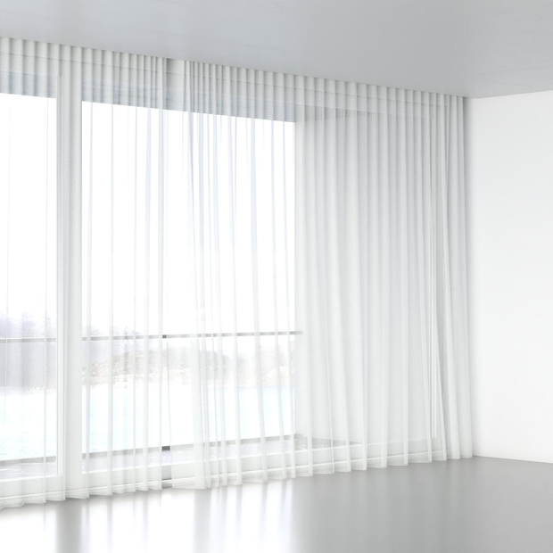 Photo of the fabric Foreshore Chalk swatch by James Dunlop. Use for Sheer Curtains. Style of Plain, Sheer