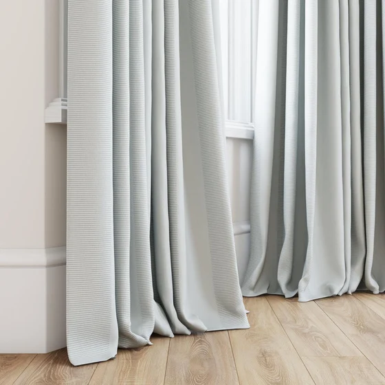Photo of the fabric Borneo Uncoated Duckegg swatch by James Dunlop. Use for Curtains, Accessory, Top of Bed. Style of Stripe