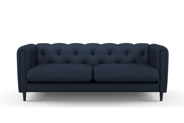 Photo of the fabric Sabato Navy swatch by James Dunlop FibreGuard. Use for Upholstery, Accessory. Style of Plain, Texture