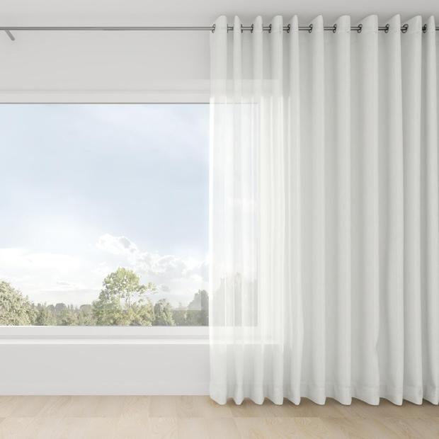 Photo of the fabric Gesso Lino Whitewash swatch by Mokum. Use for Curtains. Style of Plain, Texture