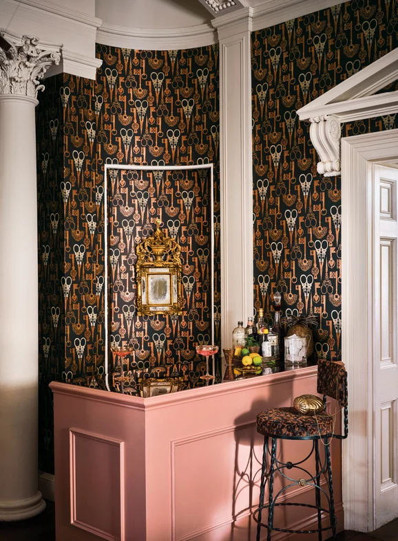 Photo of the fabric Roxanne W451 06 in situ by Romo. Use for Wall Covering
