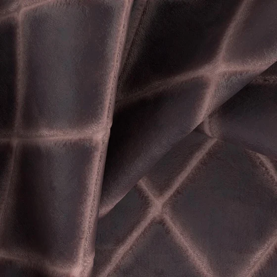 Photo of the fabric Pantheon Plum swatch by Zepel FibreGuard. Use for Curtains, Upholstery, Accessory, Top of Bed. Style of Geometric, Velvet