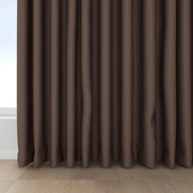 Photo of the fabric Eternal Umber swatch by Mokum. Use for Curtains, Upholstery, Accessory. Style of Plain, Texture