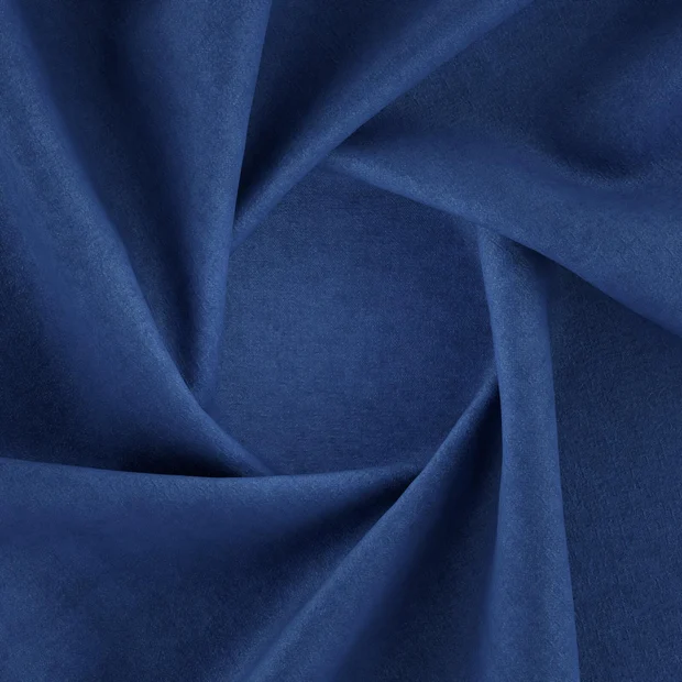 Photo of the fabric Ludo Cobalt swatch by FR-One. Use for Upholstery, Accessory, Top of Bed. Style of Chenille, Plain