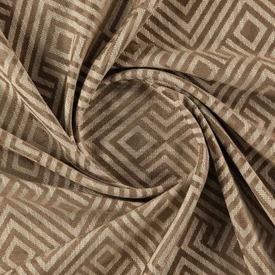 Photo of the fabric Lucie Sandstone swatch by Zepel FibreGuard. Use for Curtains, Upholstery, Accessory, Top of Bed. Style of Geometric, Jacquard