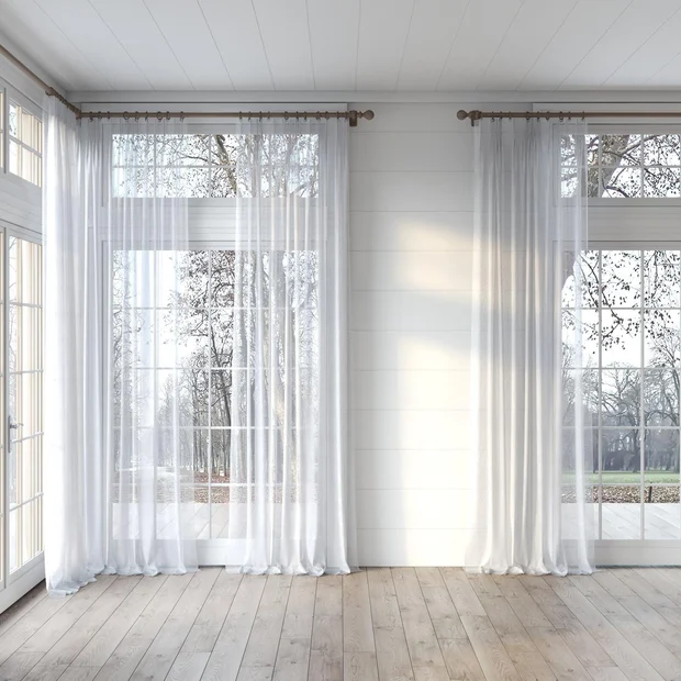 Photo of the fabric Seaview Silver Birch swatch by James Dunlop. Use for Sheer Curtains. Style of Plain, Sheer