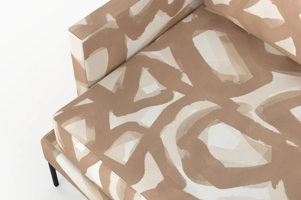 Photo of the fabric Abstraction Outdoor Brick swatch by Mokum. Use for Upholstery, Accessory. Style of Abstract, Print