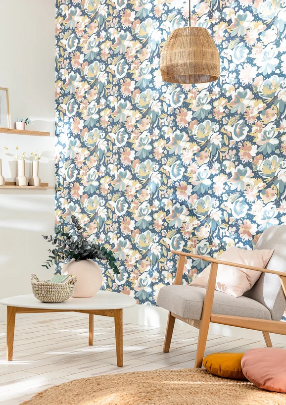 Photo of the fabric July Wallpaper 10187 71 75 in situ by James Dunlop. Use for Wall Covering. Style of Floral And Botannical, Print