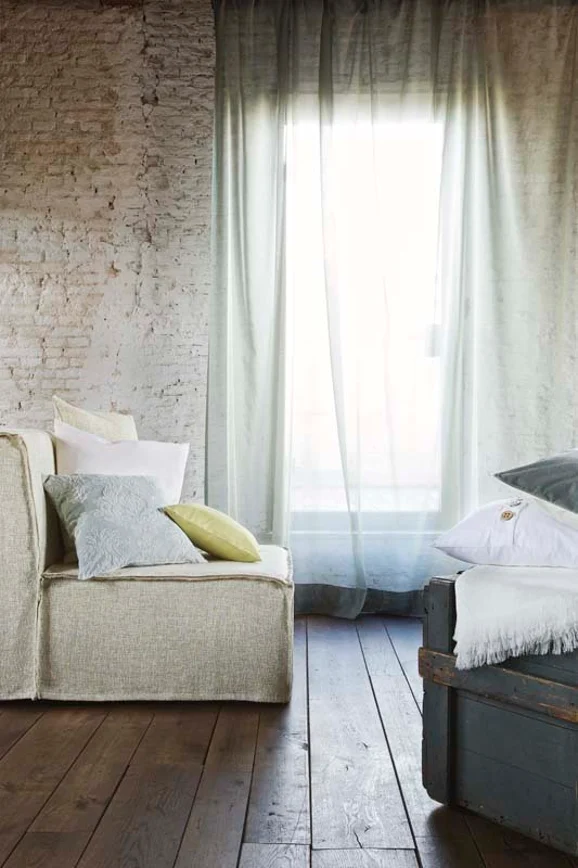 Photo of the fabric Avivo 14276 613 in situ by Fischbacher 1819. Use for Sheer Curtains. Style of Plain, Sheer