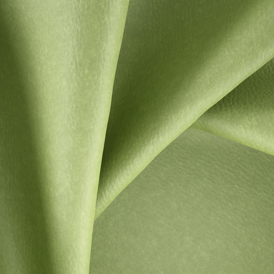 Photo of the fabric Bonanza Pesto swatch by Zepel. Use for Upholstery. Style of Leather And Vinyl, Plain