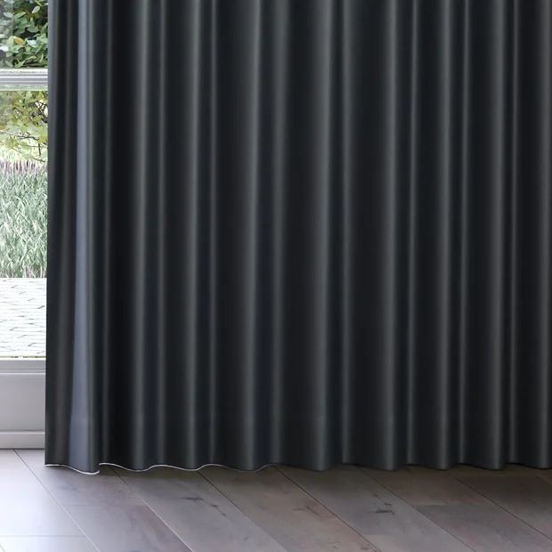 Photo of the fabric Stallion 2 Blackout Forged swatch by James Dunlop Essentials. Use for Curtains. Style of Plain, Texture