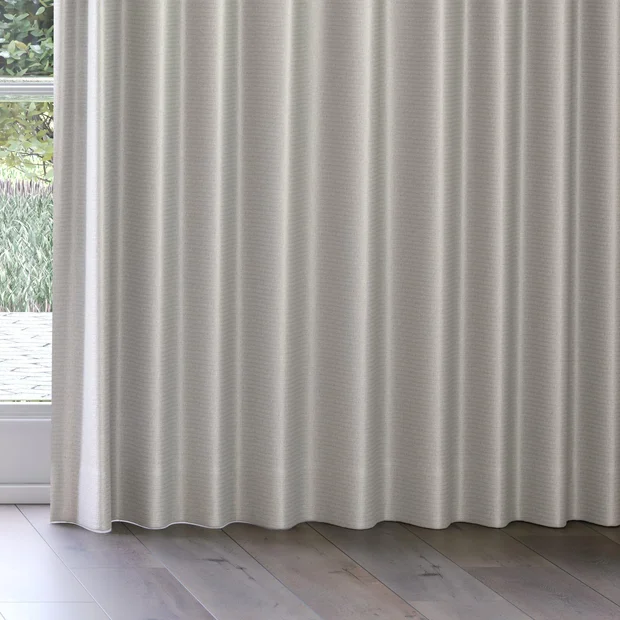 Photo of the fabric Kennedy II Blackout Driftwood swatch by James Dunlop. Use for Curtains. Style of Plain, Texture