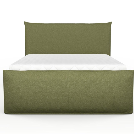Photo of the fabric Grain Avocado swatch by Mokum. Use for Upholstery, Accessory, Top of Bed. Style of Plain, Texture