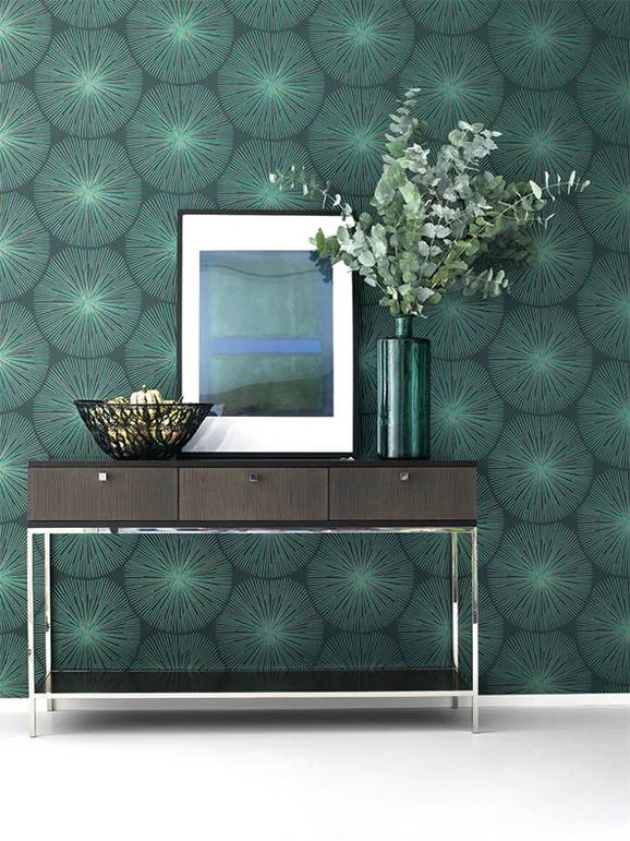 Photo of the fabric Eclat Wallpaper 8204 8204 01 24 in situ by Casadeco. Use for Wall Covering. Style of Floral And Botannical