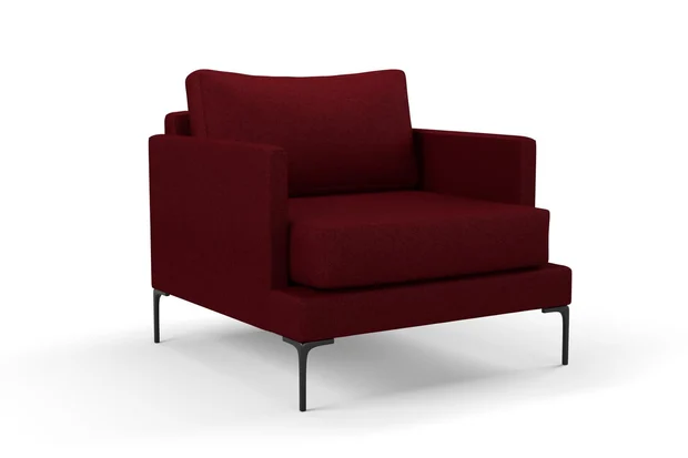 Photo of the fabric Tahiti Crimson swatch by Mokum FibreGuard. Use for Curtains, Upholstery, Accessory, Top of Bed. Style of Chenille, Plain