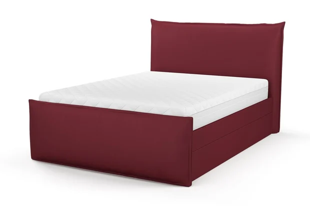 Photo of the fabric Como Bordeaux swatch by Mokum. Use for Upholstery, Accessory. Style of Plain, Texture