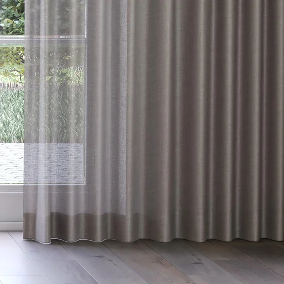 Photo of the fabric Uru Cement swatch by Mokum. Use for Sheer Curtains. Style of Plain, Sheer