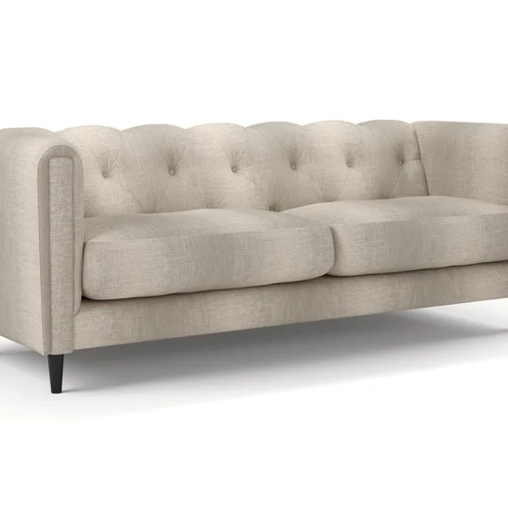 Photo of the fabric Maxime Truffle swatch by James Dunlop. Use for Upholstery, Accessory. Style of Stripe, Texture