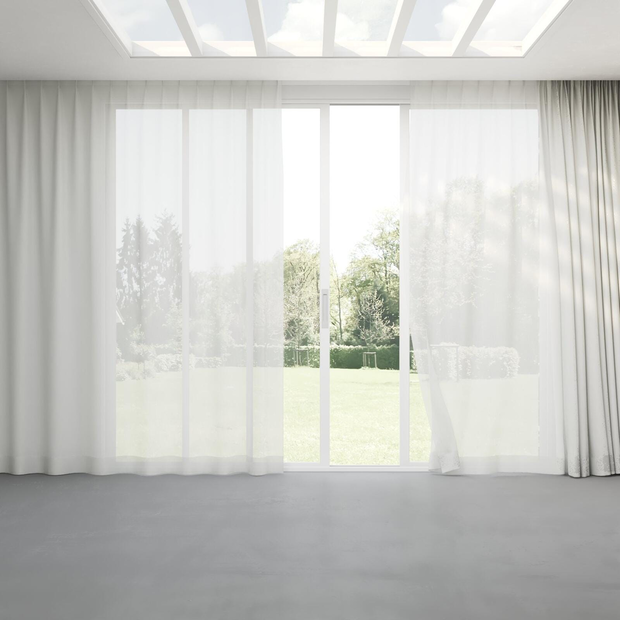 Photo of the fabric Gesso Lino Whitewash swatch by Mokum. Use for Curtains. Style of Plain, Texture