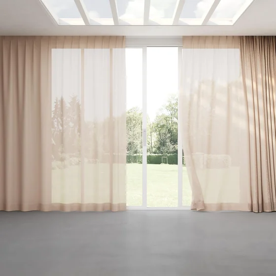 Photo of the fabric Gouache Nude swatch by Mokum. Use for Curtains, Accessory. Style of Plain, Taffeta