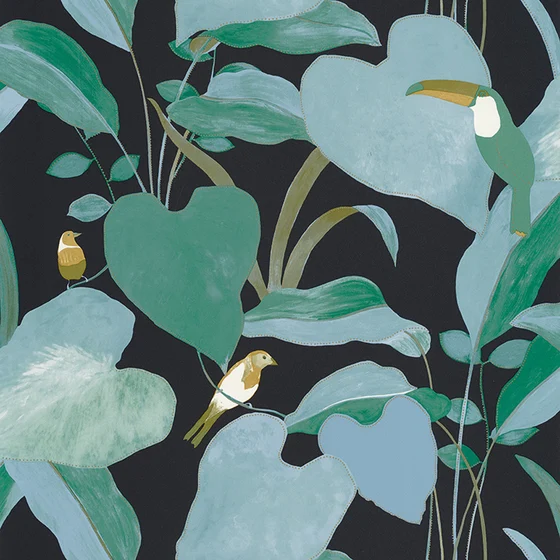 Photo of the fabric Amazonia Wallpaper 10142 79 22 swatch by James Dunlop. Use for Wall Covering. Style of Floral And Botannical