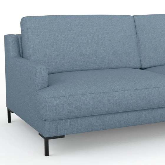 Photo of the fabric Pahi Sky swatch by Mokum. Use for Upholstery, Accessory. Style of Plain, Taffeta