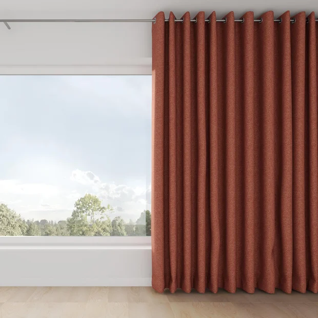 Photo of the fabric Bora Bora Spice swatch by Mokum FibreGuard. Use for Curtains, Upholstery, Accessory. Style of Plain, Texture