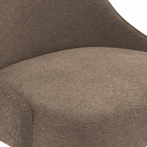 Photo of the fabric Snugly Chocolate swatch by James Dunlop FibreGuard. Use for Upholstery, Accessory, Top of Bed. Style of Chenille, Plain