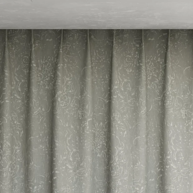 Photo of the fabric Azulejo Mineral swatch by Mokum. Use for Curtains, Accessory. Style of Traditional