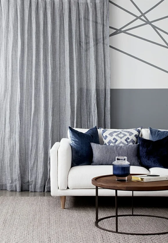 Photo of the fabric Sonata Ice in situ by James Dunlop. Use for Curtains. Style of Plain, Texture