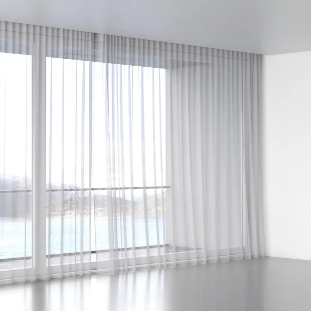 Photo of the fabric Seaview Silver Birch swatch by James Dunlop. Use for Sheer Curtains. Style of Plain, Sheer