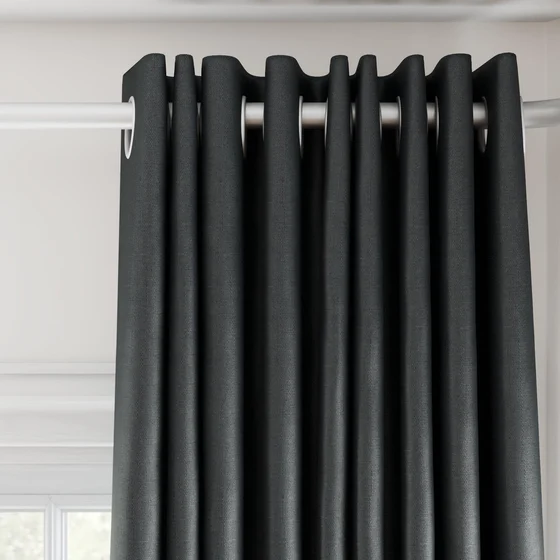 Photo of the fabric Stallion 2 Blackout Forged swatch by James Dunlop Essentials. Use for Curtains. Style of Plain, Texture