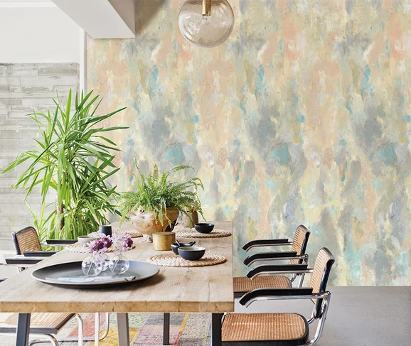Photo of the fabric Blotting Paper Panel 8486 8486 02 15 in situ by Casadeco. Use for Wall Covering, Wall Panel/Mural