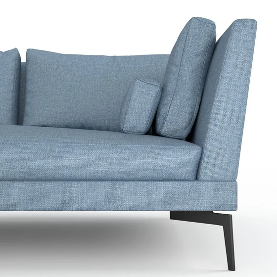 Photo of the fabric Pahi Sky swatch by Mokum. Use for Upholstery, Accessory. Style of Plain, Taffeta