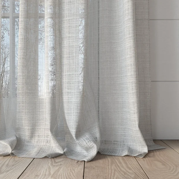 Photo of the fabric Scandinese Sand swatch by James Dunlop. Use for Sheer Curtains. Style of Plain, Sheer