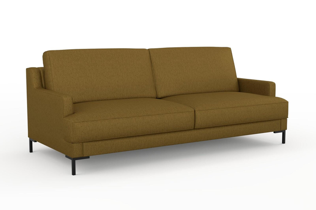 Photo of the fabric Pandanus Ochre swatch by Mokum. Use for Upholstery. Style of Plain, Taffeta