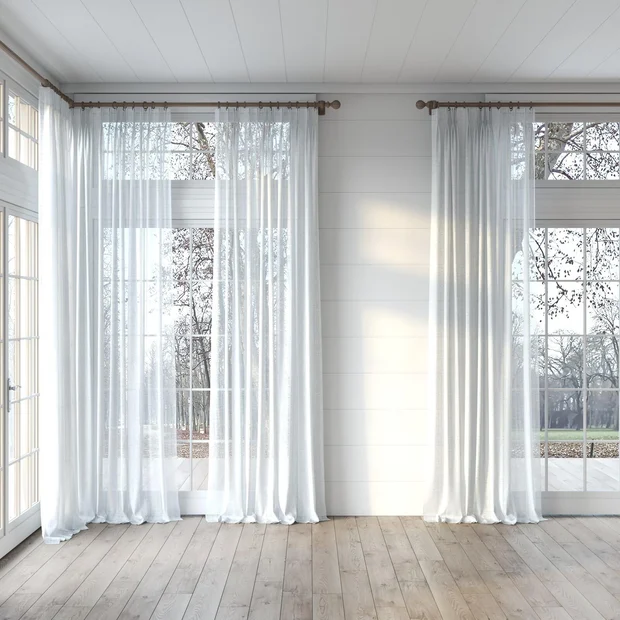 Photo of the fabric Scandinese Cloud swatch by James Dunlop. Use for Sheer Curtains. Style of Plain, Sheer