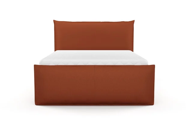 Photo of the fabric Pueblo Rust swatch by Mokum. Use for Upholstery, Accessory. Style of Plain, Texture