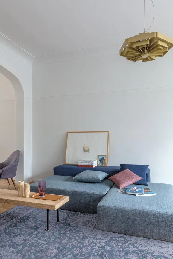 Photo of the fabric Ampere Stellar in situ by Zepel. Use for Curtains, Upholstery, Accessory, Top of Bed. Style of Plain, Velvet