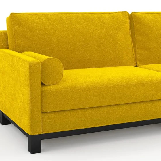 Photo of the fabric Snugly Dijon swatch by James Dunlop FibreGuard. Use for Upholstery, Accessory, Top of Bed. Style of Chenille, Plain