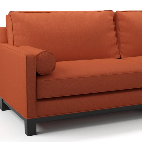 Photo of the fabric Braveheart Sunset swatch by James Dunlop FibreGuard. Use for Upholstery, Accessory, Top of Bed. Style of Plain, Taffeta
