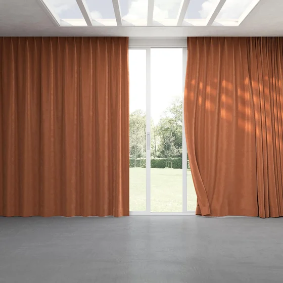 Photo of the fabric Velvelux Fox swatch by Mokum FibreGuard. Use for Curtains, Upholstery, Accessory, Top of Bed. Style of Plain, Velvet