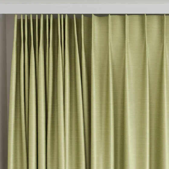 Photo of the fabric Luxe Pistachio swatch by James Dunlop Essentials. Use for Curtains, Accessory, Top of Bed. Style of Plain, Texture