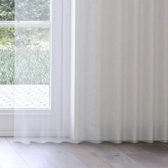 Photo of the fabric Makai (JDG) Ice swatch by Mokum. Use for Sheer Curtains. Style of Plain, Sheer