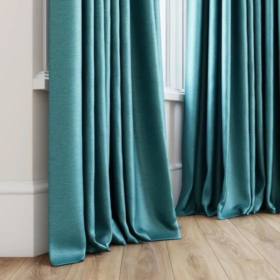 Photo of the fabric Provence Peacock swatch by James Dunlop Essentials. Use for Curtains, Upholstery, Accessory, Top of Bed. Style of Plain, Texture