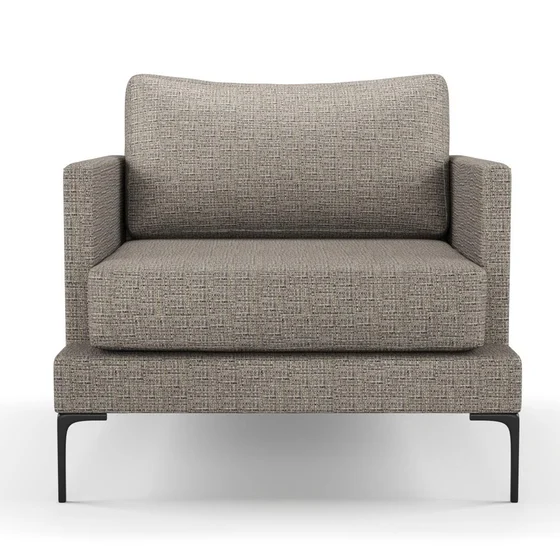 Photo of the fabric Gabrielle Truffle swatch by Mokum FibreGuard. Use for Upholstery, Accessory, Top of Bed. Style of Plain, Texture
