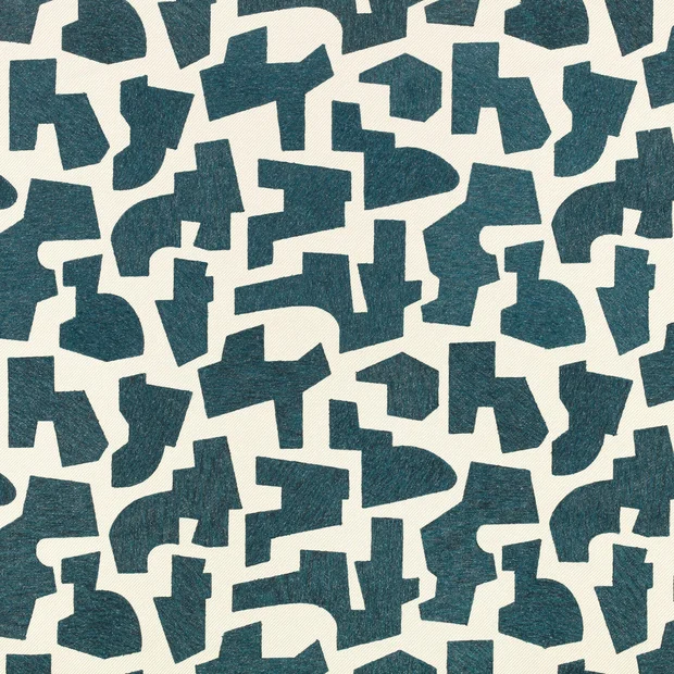 Photo of the fabric Jigsaw Z802 03 swatch by Zinc. Use for Curtains, Upholstery, Accessory. Style of Embroidery, Geometric