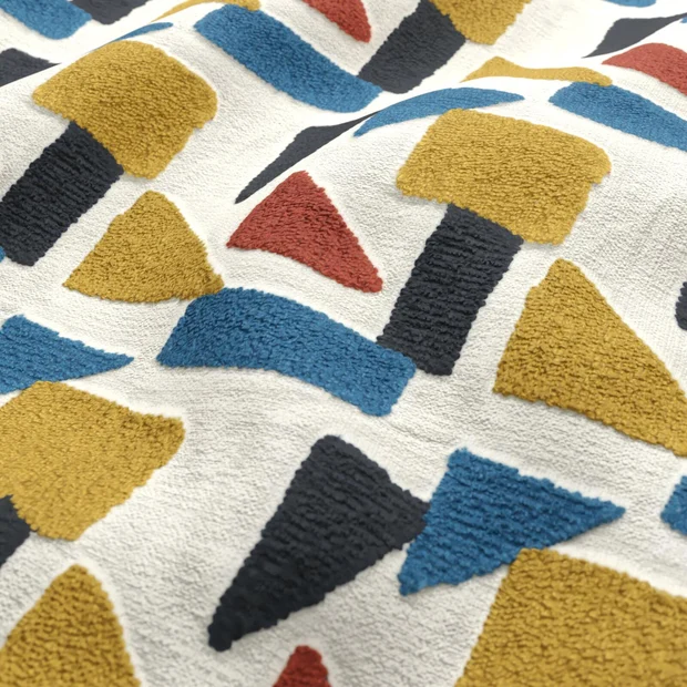 Photo of the fabric Roundup Mosaic swatch by Zepel. Use for Curtains, Upholstery, Accessory. Style of Embroidery, Geometric