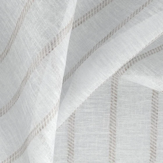 Photo of the fabric Verne Fossil swatch by Zepel. Use for Sheer Curtains. Style of Sheer, Stripe