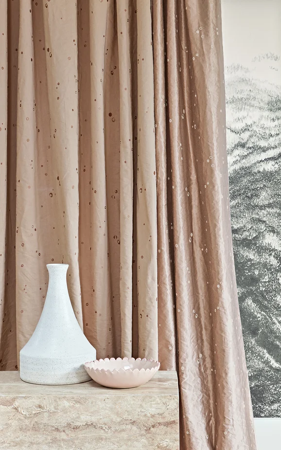 Photo of the fabric Ditto V3496 01 in situ by Villa Nova. Use for Curtains. Style of Abstract